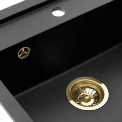 Lavabo jupiter 60 kompositt kjøkkenvask sort m/pvd messing bunnventil
