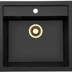Lavabo jupiter 60 kompositt kjøkkenvask sort m/pvd messing bunnventil