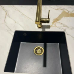 Lavabo jupiter 600 kompositt kjøkkenvask sort m/messing bunnventil