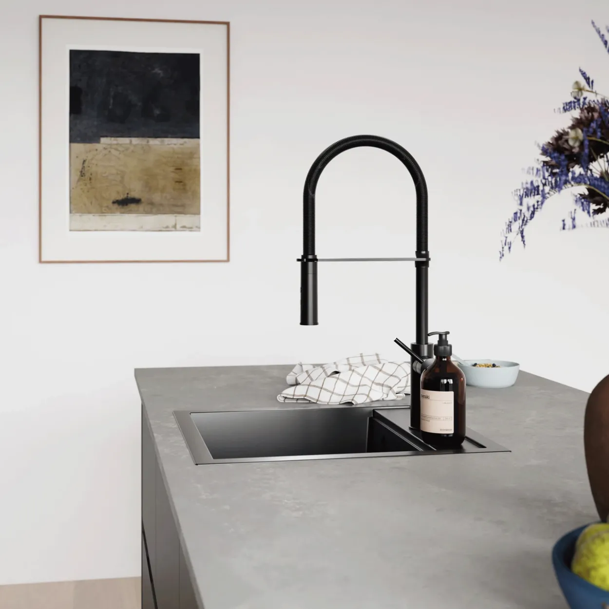 Lavabo kubus 020 kjøkkenarmatur m/uttrekk matt sort/matt sort