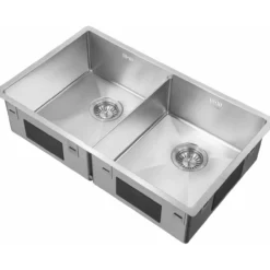 Lavabo kubus 740 soft slim dobbel kjøkkenvask rustfritt stål