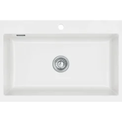 Lavabo mera 80 keramikk kjøkkenvask matt hvit m/krom bunnventil