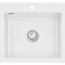 Lavabo mera 57 keramikk kjøkkenvask hvit m/krom bunnventil