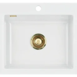 Lavabo mera 57 keramikk kjøkkenvask hvit m/messing bunnventil