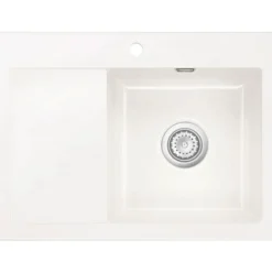 Lavabo mera 70 keramikk kjøkkenvask hvit m/krom bunnventil