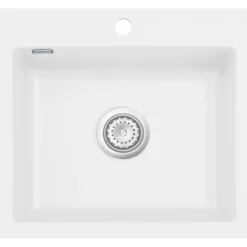 Lavabo mera 57 keramikk kjøkkenvask matt hvit m/krom bunnventil