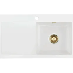 Lavabo mera 90 keramikk kjøkkenvask hvit m/messing bunnventil