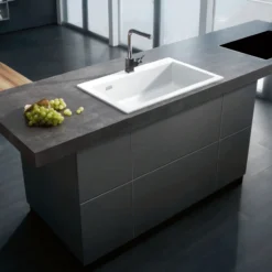 Lavabo mera 80 keramikk kjøkkenvask hvit m/krom bunnventil
