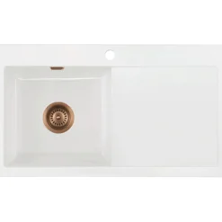 Lavabo mera 90 keramikk kjøkkenvask hvit m/kobber bunnventil