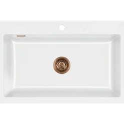 Lavabo mera 80 keramikk kjøkkenvask hvit m/kobber bunnventil