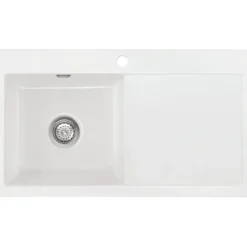 Lavabo mera 90 keramikk kjøkkenvask hvit m/krom bunnventil
