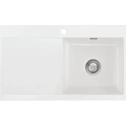Lavabo mera 90 keramikk kjøkkenvask hvit m/krom bunnventil