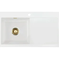 Lavabo mera 90 keramikk kjøkkenvask hvit m/messing bunnventil