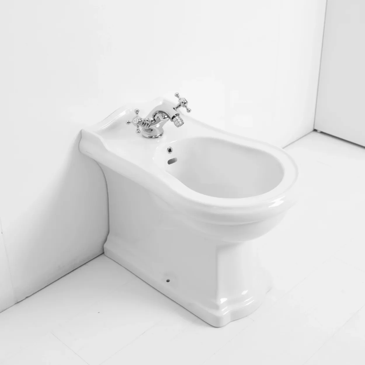 Lavabo retro gulvstående bidét hvit