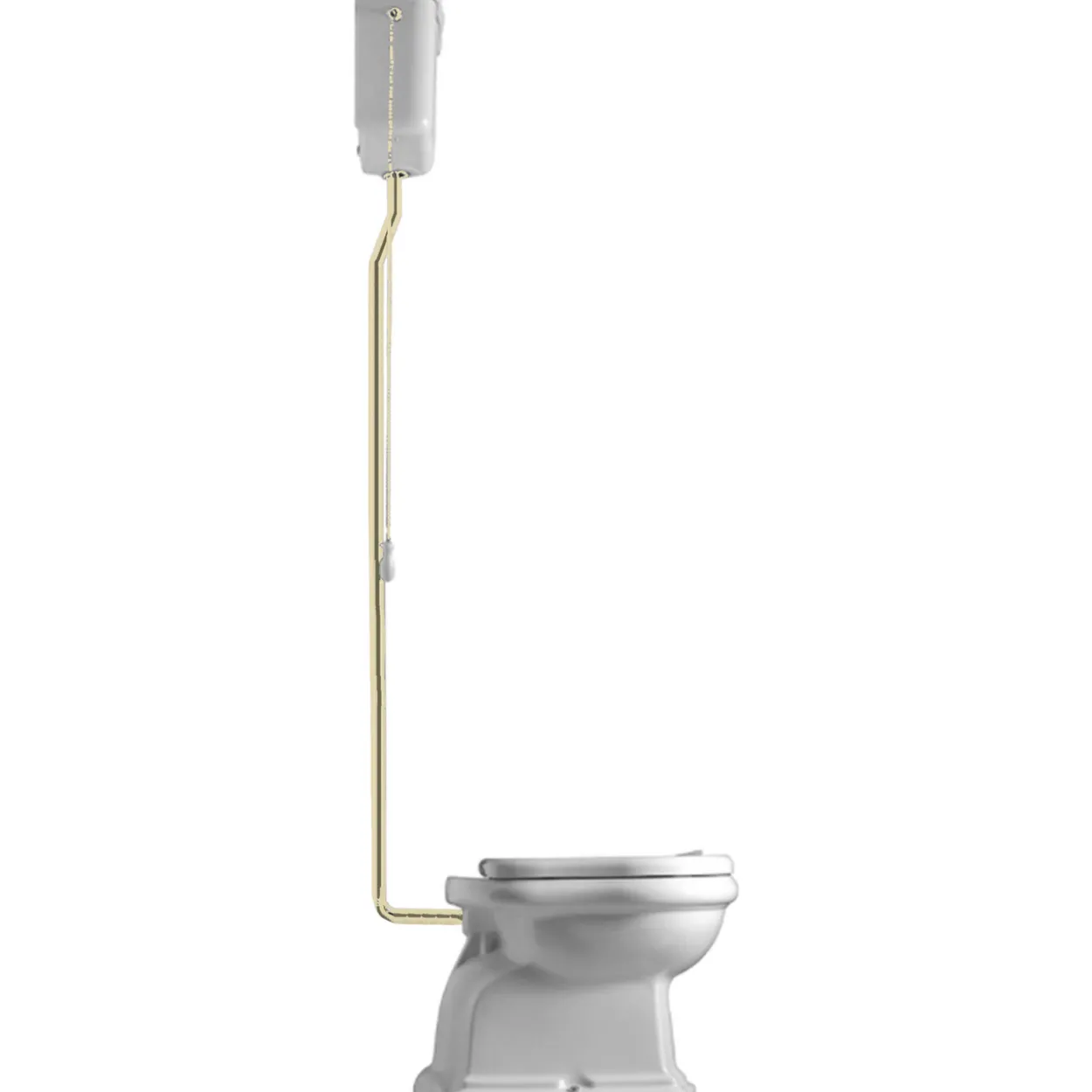 Lavabo retro high toalett m/p-lås hvit m/messing rør