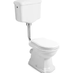 Lavabo retro low toalett m/p-lås hvit m/krom rør