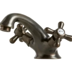 Lavabo retro to-greps servantarmatur m/oppløft brunt massiv messing