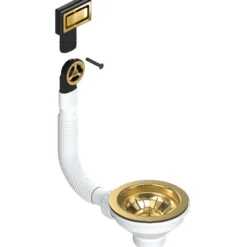 Lavabo universal bunnventil m/overløp m. logo pvd messing