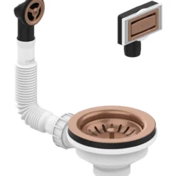 Lavabo universal bunnventil m/overløp pvd kobber