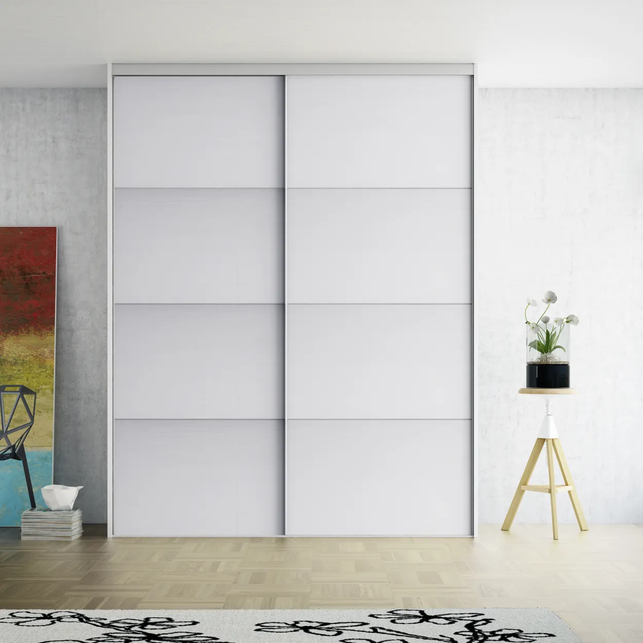 Lind budget skyvedørsfront 62 cm hvit