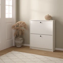 Lind fiora skoskap hvit 2 dører 70x24x85