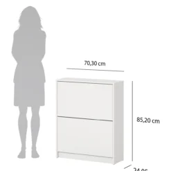 Lind fiora skoskap hvit 2 dører 70x24x85