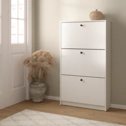 Lind fiora skoskap hvit 3 dører 70x24x124