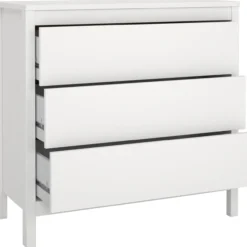 Lind leona kommode hvit 3 skuffer 80x38x82