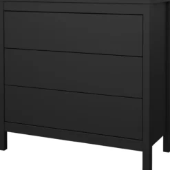 Lind leona kommode sort 3 skuffer 80x38x82