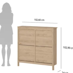 Lind leona skoskap eik 4 dører 103x25x103