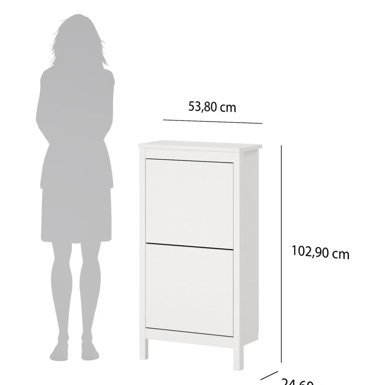 Lind leona skoskap hvit 2 dører 54x25x103
