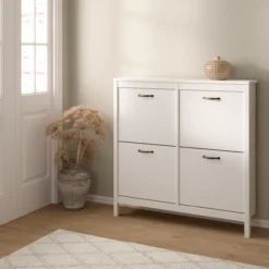 Lind leona skoskap hvit 4 dører 103x25x103