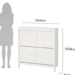 Lind leona skoskap hvit 4 dører 103x25x103