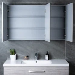 Lind luxury 100 grå baderomsmøbel m/enkel servant & speilskap