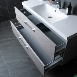 Lind luxury 100 grå baderomsmøbel m/enkel servant & speilskap