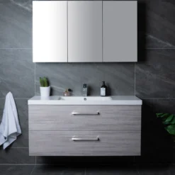 Lind luxury 100 grå baderomsmøbel m/enkel servant & speilskap