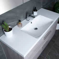 Lind luxury 100 grå baderomsmøbel m/enkel servant & speilskap