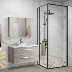 Lind luxury 100 grå baderomsmøbel m/enkel servant & speilskap