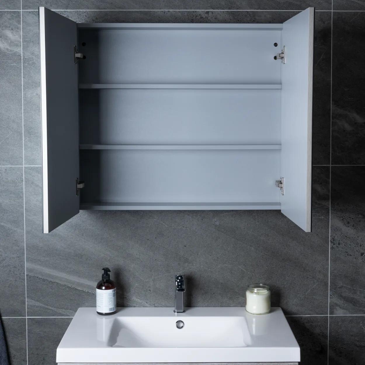 Lind luxury 60 grå speilskap