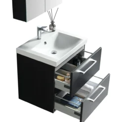 Lind luxury 60 sort baderomsmøbel m/enkel servant & speilskap