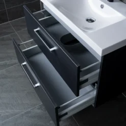 Lind luxury 60 sort baderomsmøbel m/enkel servant & speilskap