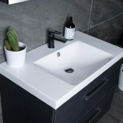 Lind luxury 60 sort baderomsmøbel m/enkel servant & speilskap