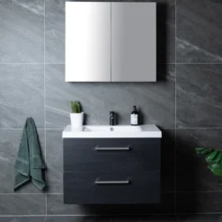 Lind luxury 60 sort baderomsmøbel m/enkel servant & speilskap