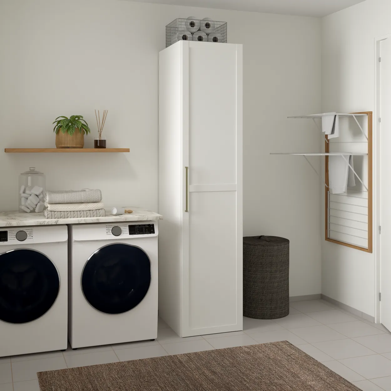 Lind nest garderobeskap 50x220x60cm hvit med ramme
