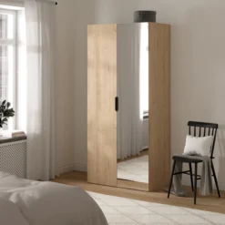 Lind nest garderobeskap 100x220x60cm eik med speil