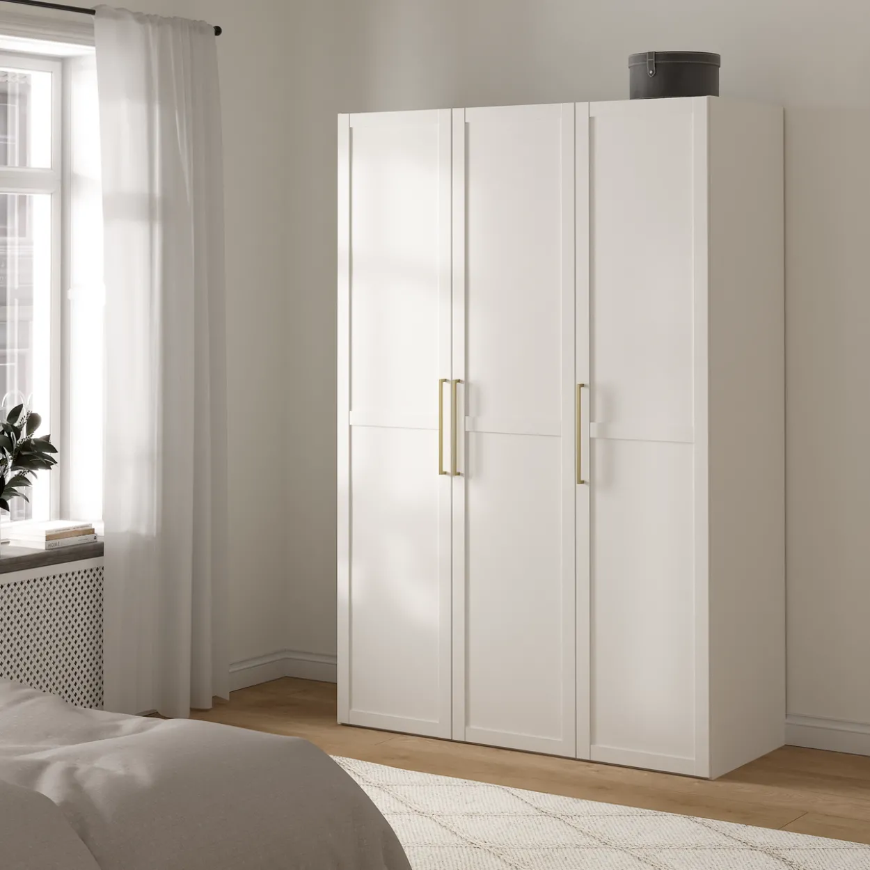 Lind nest garderobeskap 150x220x60cm hvit med ramme