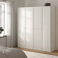 Lind nest garderobeskap 200x220x60cm hvit med ramme