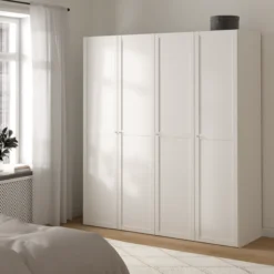 Lind nest garderobeskap 200x220x60cm hvit med ramme