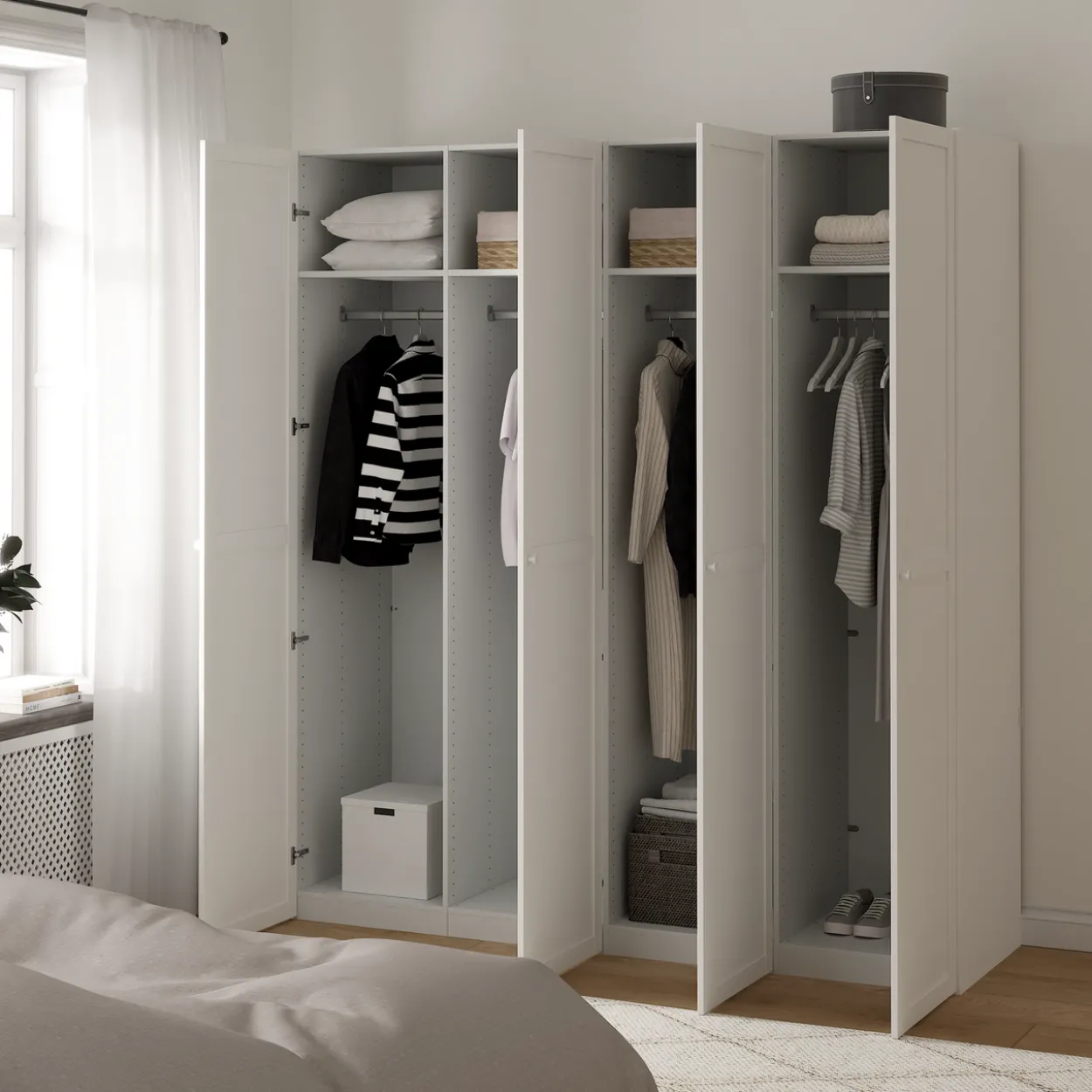 Lind nest garderobeskap 200x220x60cm hvit med ramme