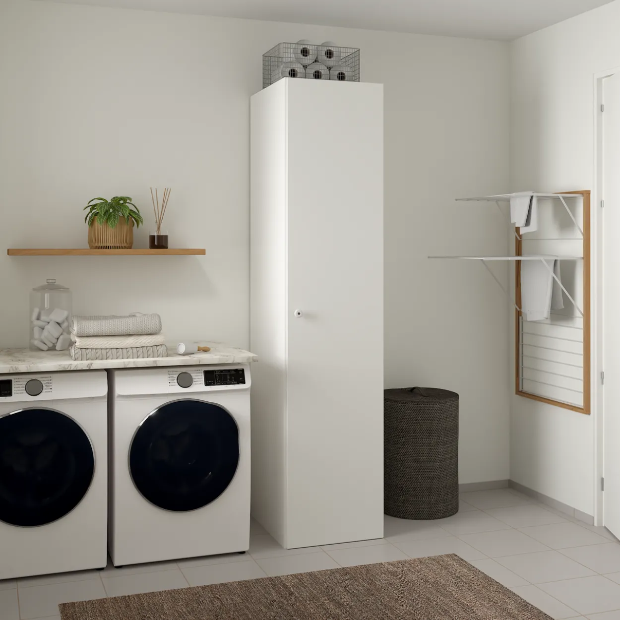 Lind nest garderobeskap 50x220x60cm hvit